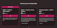 a screen shot of a website with different membership options